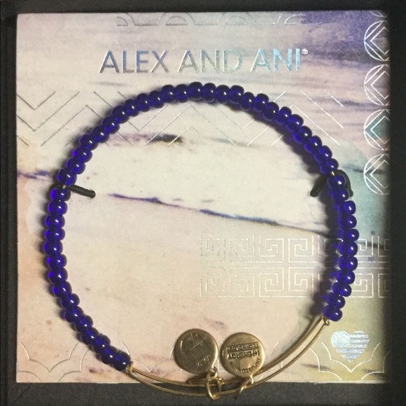 Alex and Ani Jewelry - Alex & Ani Bracelet: Clear Blue Beaded in Gold